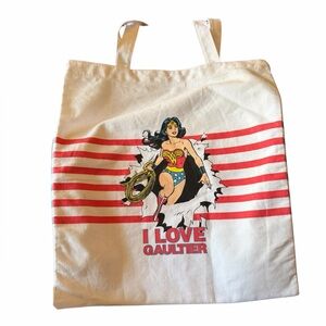 Jean Paul Gaultier White & Red Wonder Woman Canvas Tote
